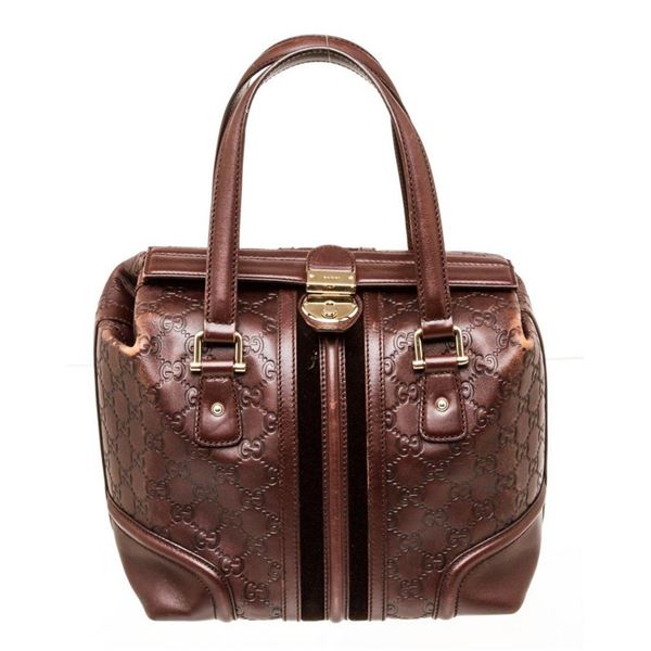 Gucci Brown Guccissima Leather Bowler Satchel Bag