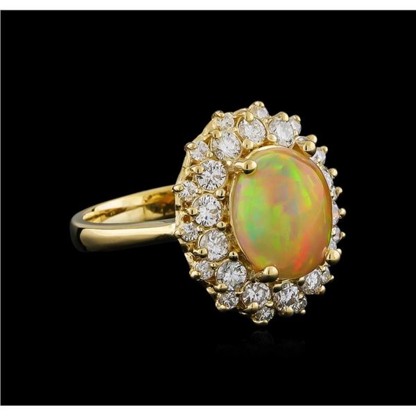 2.17 ctw Opal and Diamond Ring - 14KT Yellow Gold