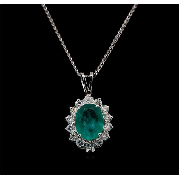 14KT White Gold 2.95 ctw Chrysoprase and Diamond Pendant With Chain