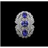 Image 2 : 14KT White Gold 3.96 ctw Tanzanite and Diamond Ring