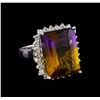 Image 1 : 11.18 ctw Ametrine Quartz and Diamond Ring - 14KT White Gold