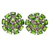 Image 1 : Natural Chrome Diopside & Rhodolite Garnet Earrings