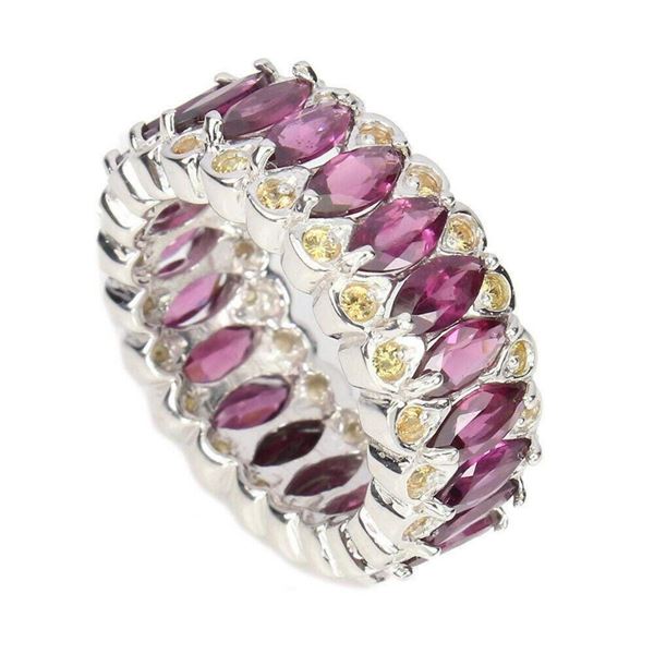 Natural Rhodolite Garnet & Sapphire Ring