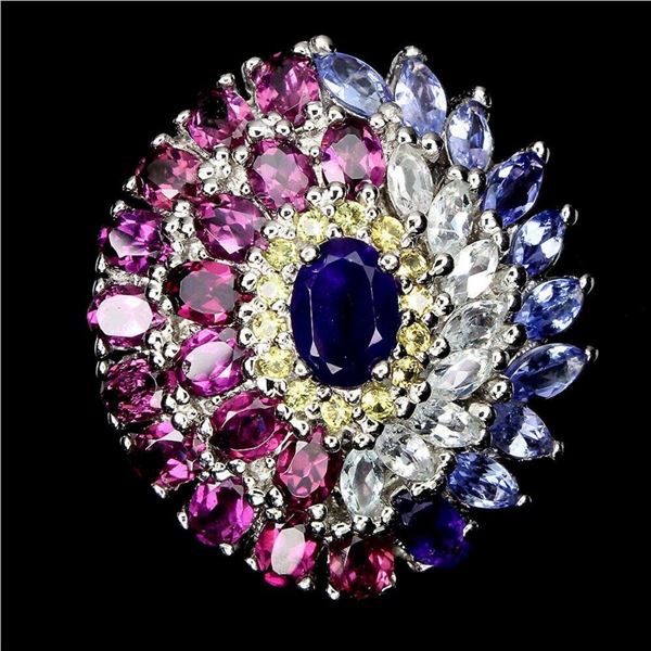 Natural Sapphire Amethyst Aquamarine Garnet Ring