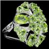 Image 2 : NATURAL APPLE GREEN PERIDOT FLOWER RING