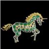 Image 1 : Natural Emerald Rhodolite Tanzanite Uniccorn Brooch