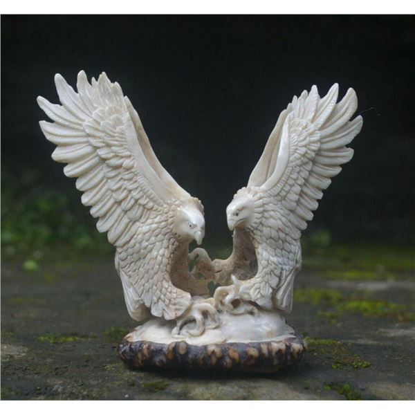 Hand carved Antler 3D Landing Eagle Pair