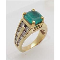 Lady's emerald and diamond ring