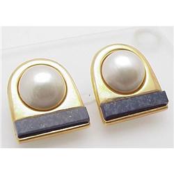 Mabe pearl and lapis earrings