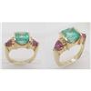 Image 1 : Emerald & Pink Tourmaline ring