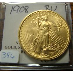1908 $20.00 Saint Gauden BU