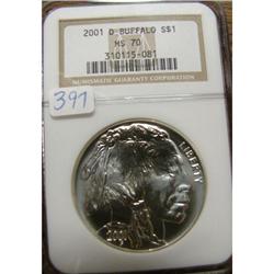 2001 Silver Buffalo Dollar NGC MS70