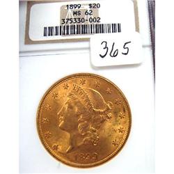 1899 $20.00 Liberty Gold NGC MS 62