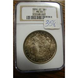 1884 CC Morgan Silver Dollar MS65 NGC