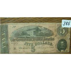 1864 $5.00 Confederate States Note