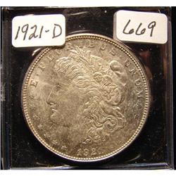 1921-D Morgan Silver Dollar AU