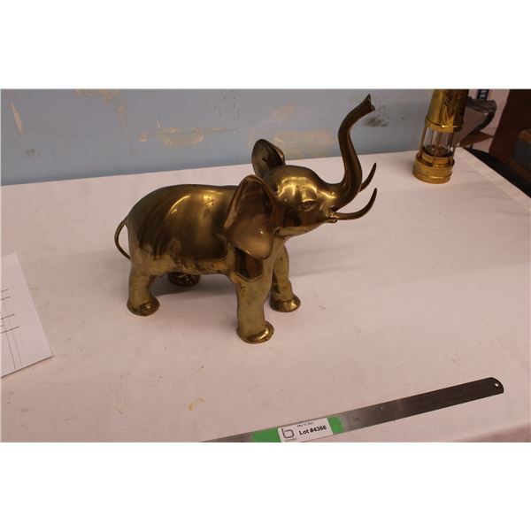 Heavy Brass Elephant 14" To Top Of Trunk 14.5" Long