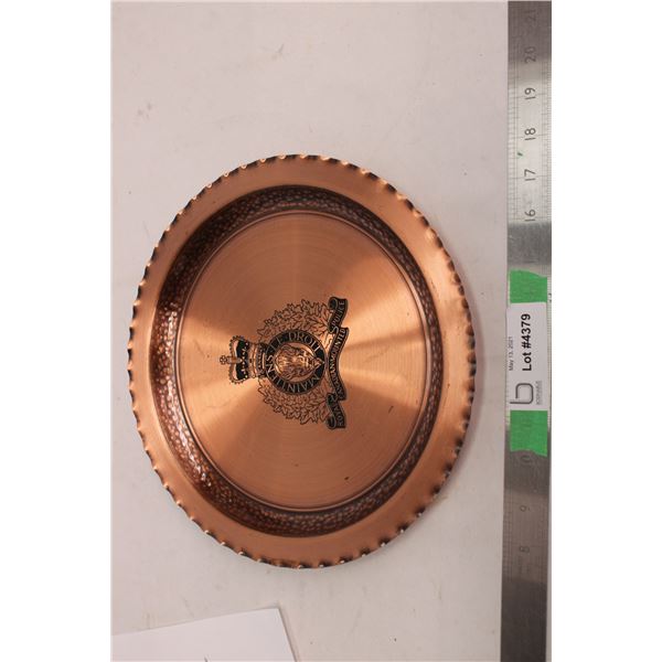 RCMP Solid Copper Platter Made in Canada 11.5 