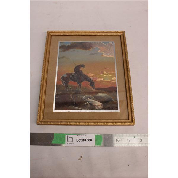 9" x 10.75" Picture of Man on A Horse