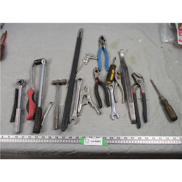 Lot of Misc Hand Tools, Pry Bar, Pliers, Etc