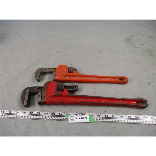 (2X THE MONEY) 2 Pipe Wrenches 14" Husky and 18"