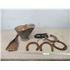 Image 1 : Small Coal Pail and Shovel, Horseshoes Plus Misc