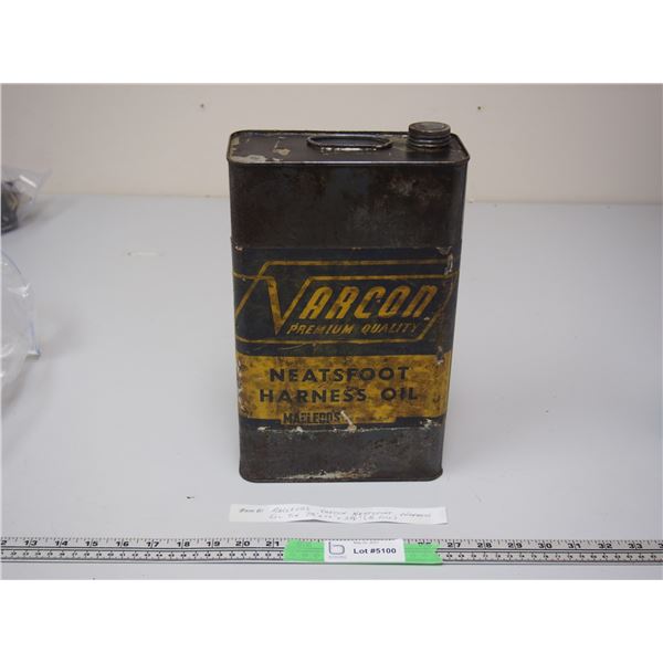 Macleods Varcon Neatsfoot Harness Oil Tin 7.5" x 12" x 3 3/8" tin (1/2 Full)