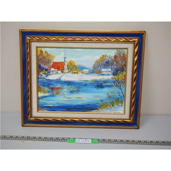 Painting on Canvas By Mauchel (7.5" x 21.5" In Frame)