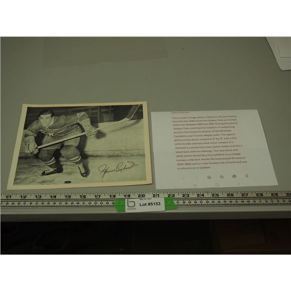 1944-54 Quaker Oats Photo Maurice Richard Home Action Montreal Canadians