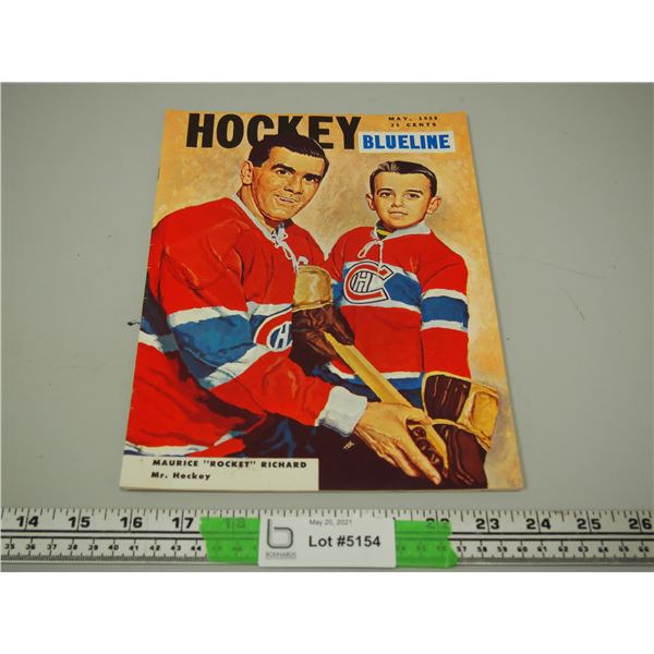Hockey Blueline May 1958 Magazine With Featuring Maurice Rocket Richard (Good Condition)