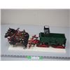 Image 1 : (2) Toy Horses With Wagon Mounted on Wood (21" Long)
