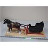 Image 1 : (1) Toy Horses With Sleigh Mounted on Wood (22" Long)