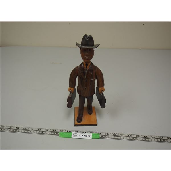 Woods Of the World? Wooden Man Figurine (12" Tall) Back of Hat is Chipped Off