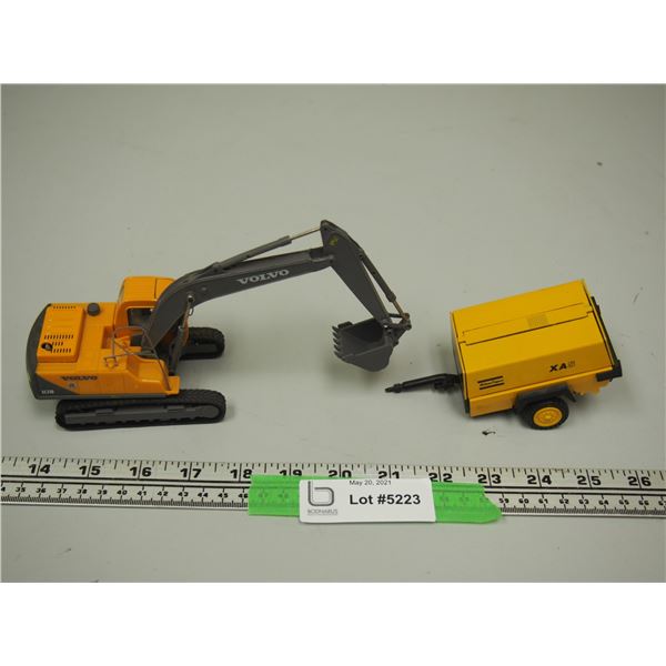 Volvo EC210 Excavator 1/50 Scale? Extended is 9" long, plus Atlas Copco Generator Compressor (5" L)