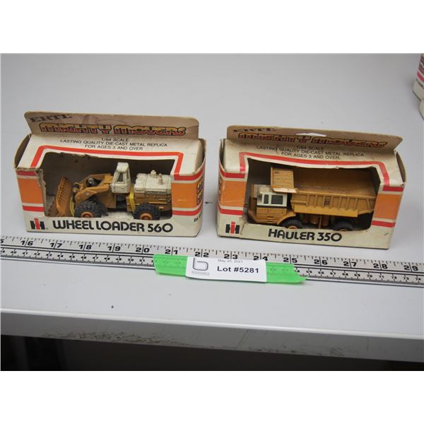 (2X THE MONEY) Ertl Mighty Movers Wheel Loader 560 and Hauler 350