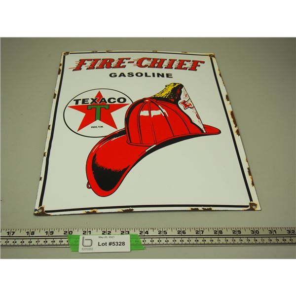 Texaco Fire Chief Enamel Sign (12 3/4" x 16 1/4")