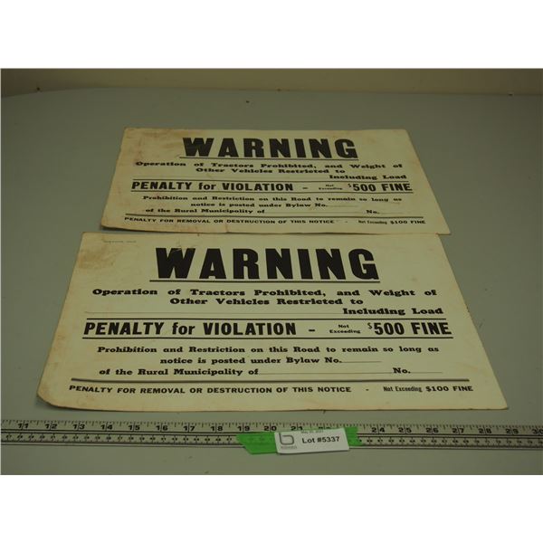 Vintage Cardboard Warning Signs (12x18)