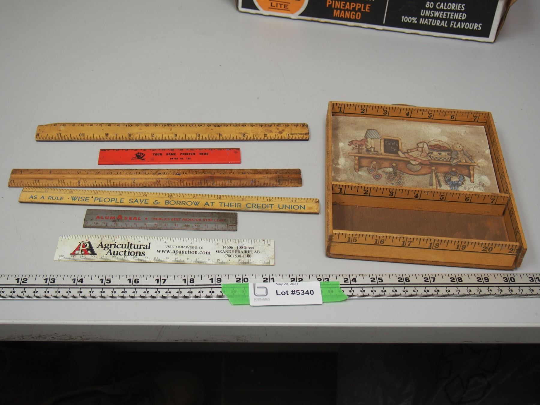 6 Vintage Rulers Plus Unique Ruler Homemade Box Wall Hanging - Bodnarus ...
