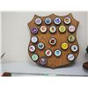 Image 1 : Texaco 1979-1980 NHL Collectible Hockey Pucks on Wooden Plaque Missing 1 Puck NY Rangers