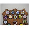 Image 2 : Texaco 1979-1980 NHL Collectible Hockey Pucks on Wooden Plaque Missing 1 Puck NY Rangers