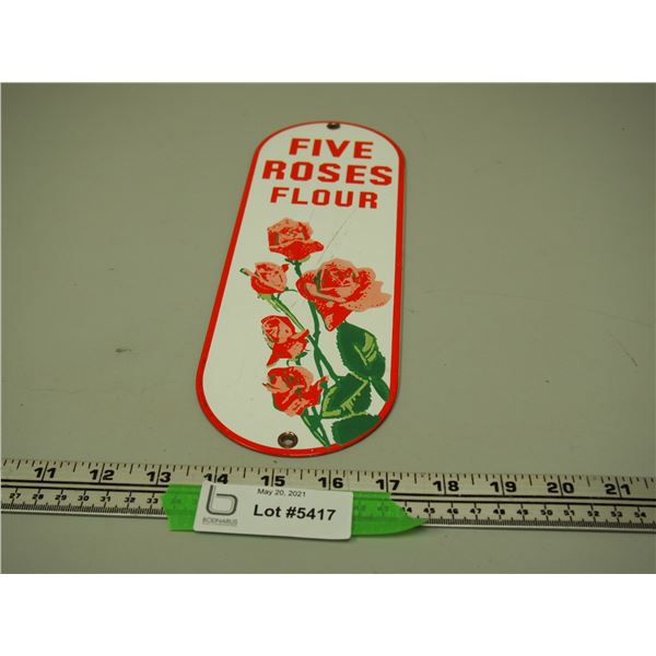 Five Roses Flour Porcelain Sign (4 x 11 3/4" L)