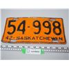 Image 1 : 1942 Sask Licence Plate