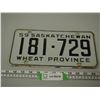 Image 1 : 1959 Sask Licence Plate