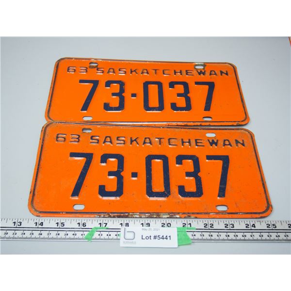 1963 Pair of Sask Licence Plates