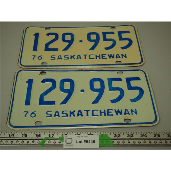 1976 Pair of Sask Licence Plates