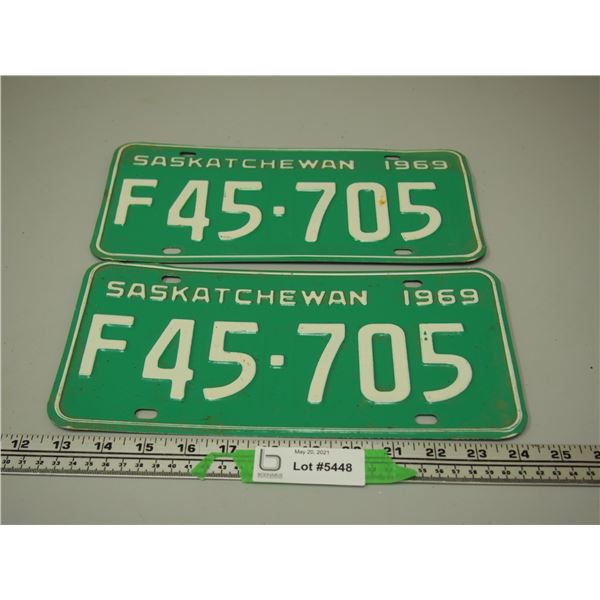 1969 Pair of Sask Licence Plates