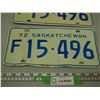Image 3 : 1972 Pair of Sask Licence Plates