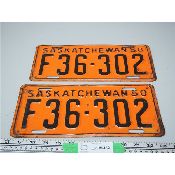 1950 Pair of Sask Licence Plates