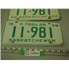 Image 4 : 1965, 1968, 1968 Trailer Plates Sask (Same number)