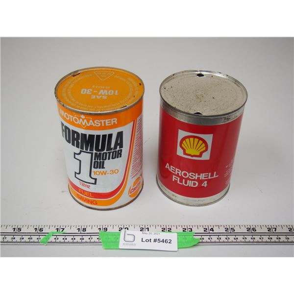 (2X THE MONEY) Moto Master Formula 1 and AeroShell Fluid 4 Oil Cans (Empty)